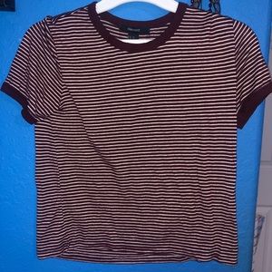 Forever 21 Striped Maroon Tee